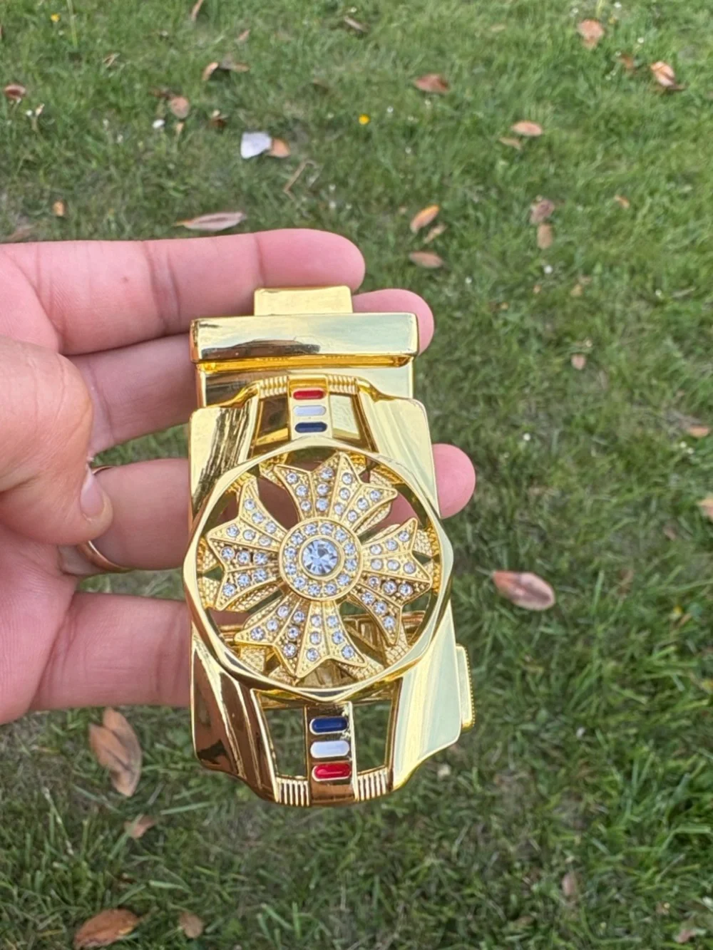Gold Plated Decorative Money Clip with Crystal Accent